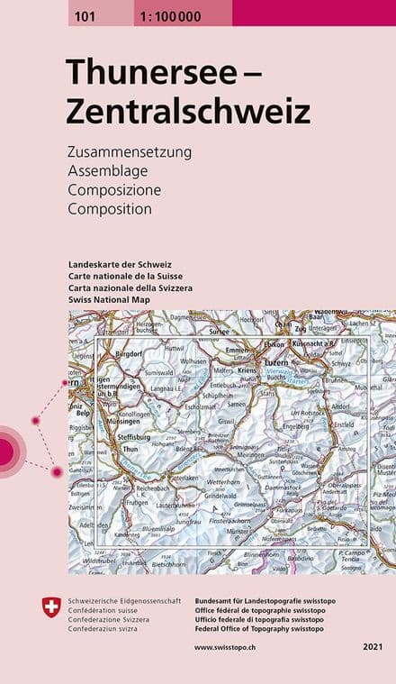 Swiss Survey 1:100,000 - 101 - Thuner See Zentralschweiz