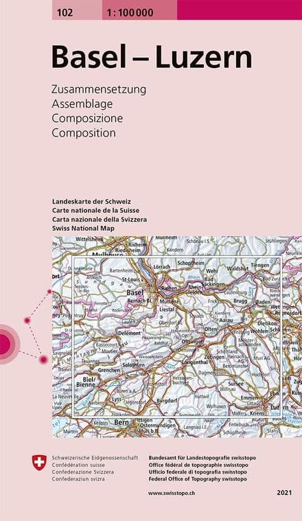 Swiss Survey 1:100,000 - 102 - Basel Luzern