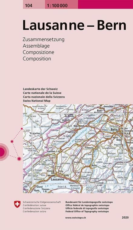 Swiss Survey 1:100,000 - 104 - Lausanne Bern