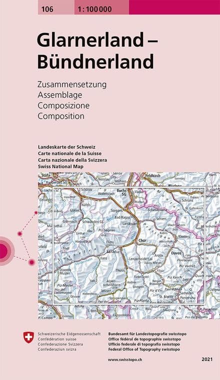 Swiss Survey 1:100,000 - 106 - Glarnerland Bundnerland