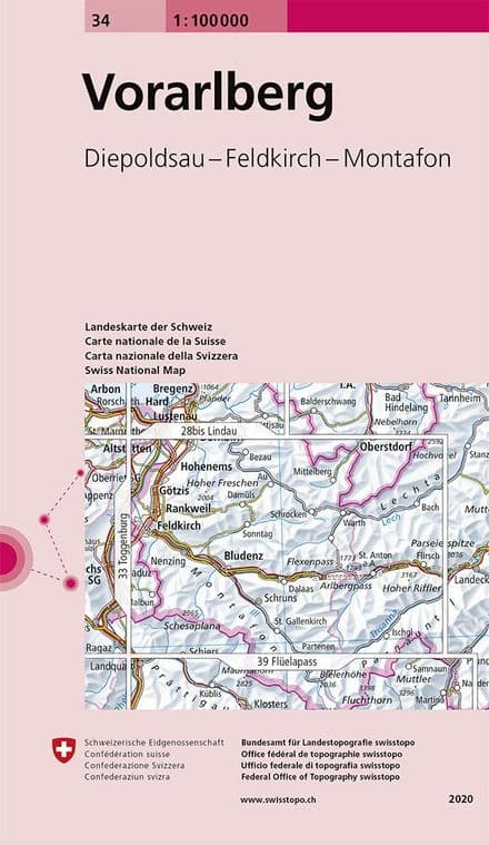 Swiss Survey 1:100,000 - 34 - Vorarlberg
