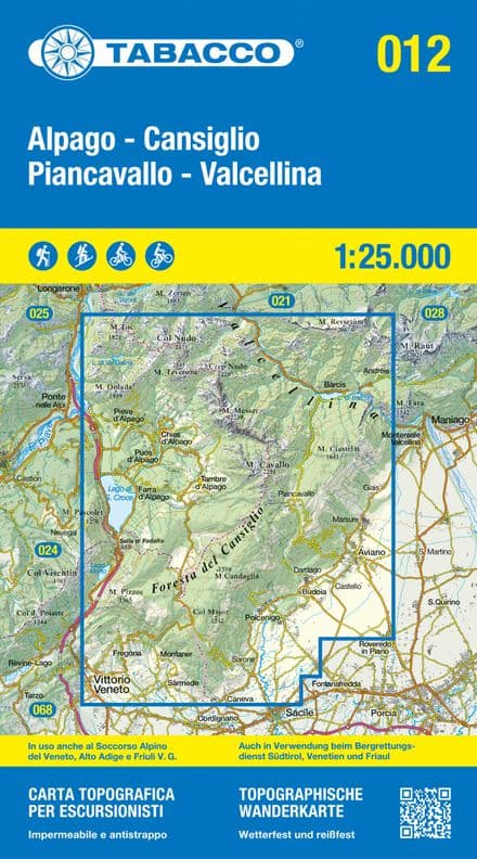 Tabacco 012 - Alpago - Cansiglio - Piancavallo - Valcellina