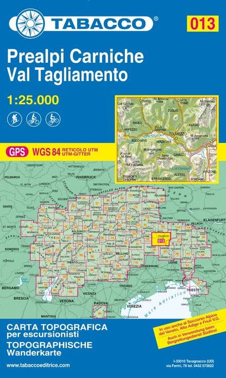Tabacco 013 - Prealpi Carniche - Val Tagliamento