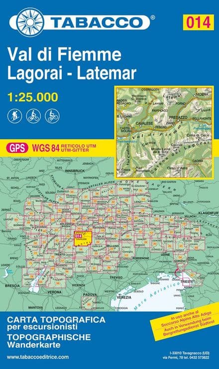 Tabacco 014 - Val di Fiemme - Lagorai - Latemar