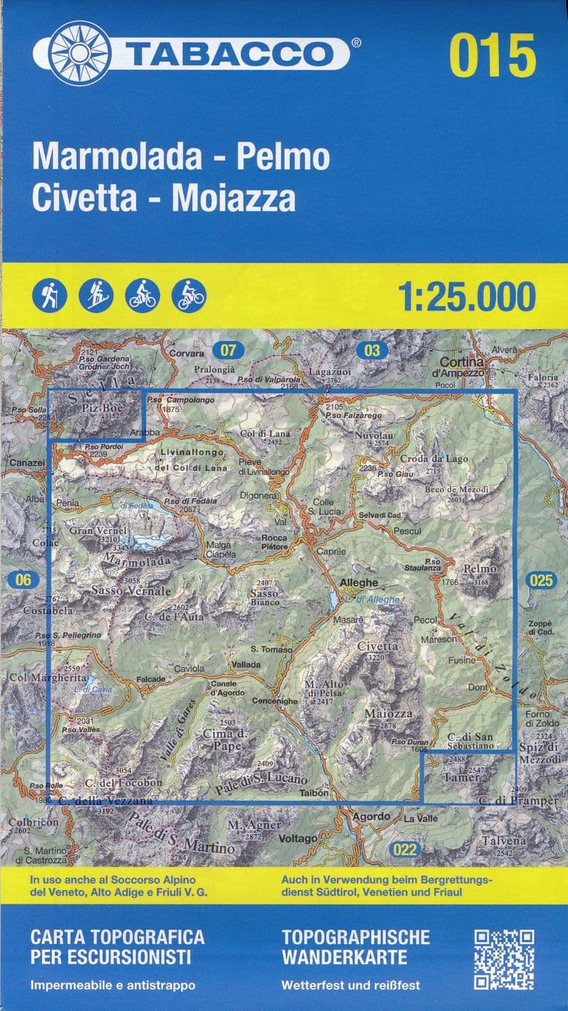 Tabacco 015 - Marmolada - Pelmo - Civetta - Moiazza