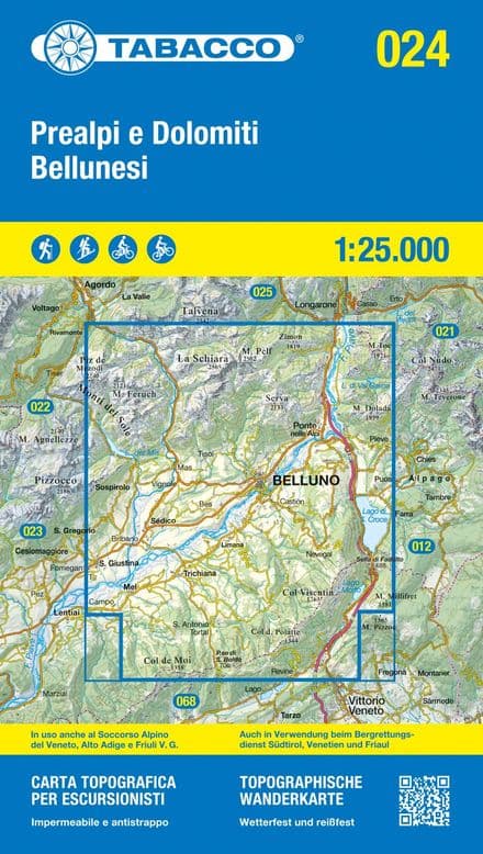 Tabacco 024 - Prealpi e Dolomiti Bellunesi