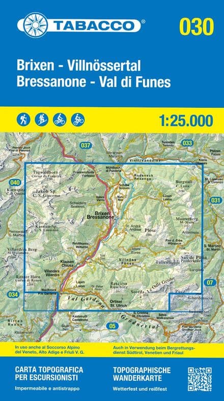 Tabacco 030 - Bressanone - Val di Funes / Brixen - Villnssertal