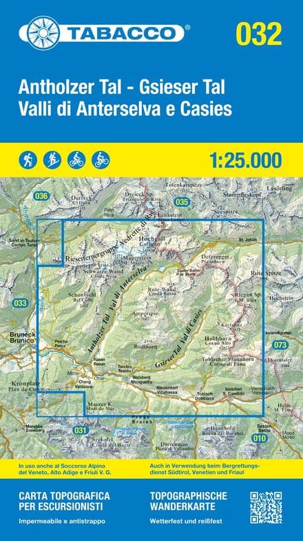 Tabacco 032 - Valli di Anterselva e Casies / Antholzer Tal-Gsieser Tal