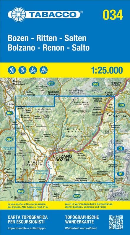 Tabacco 034 - Bolzano - Renon / Bozen - Ritten