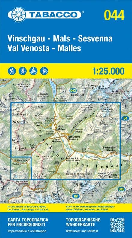 Tabacco 044 - Val Venosta / Vinschgau - Sesvenna