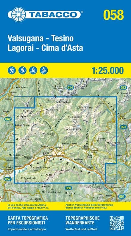 Tabacco 058 - Valsugana / Tesino / Lagorai / Cima d'Asta