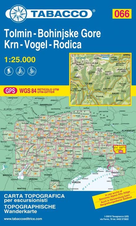 Tabacco 066 - Tolmin / Bohinjske Gore / Krn / Vogel / Rodica