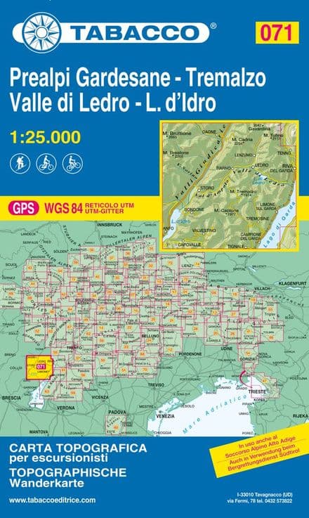 Tabacco 071 - Prealpi Gardesane / Tremalzo / Valle di Ledro / L. d'Idro