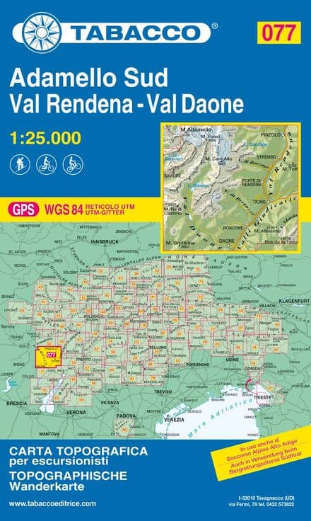 Tabacco 077 - Adamello Sud / Val Daone / Valli Giudicarie