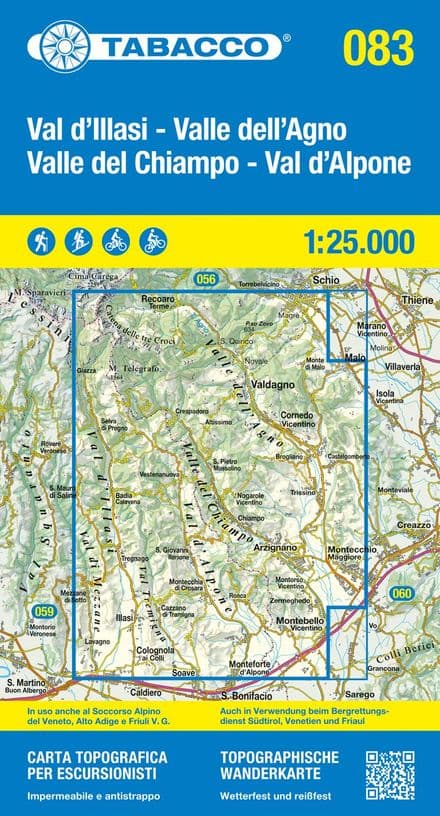 Tabacco 083 - Val d'Illasi / Valle dell'Agno / Valle del Chiampo / Val d'Alpone