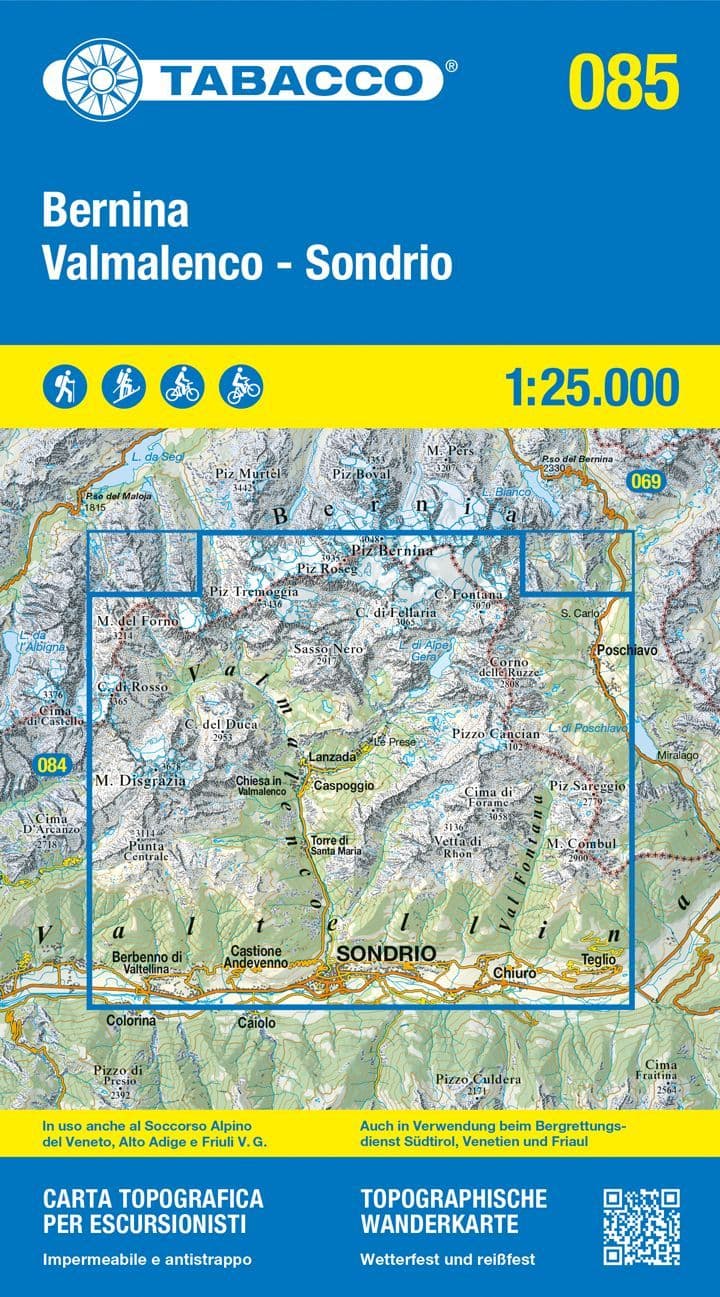 Tabacco 085 - Bernina / Valmalenco / Sondrio