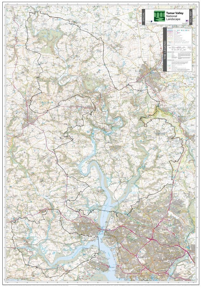 Tamara Map Tamar Valley - National Landscape Wall Map - 2025