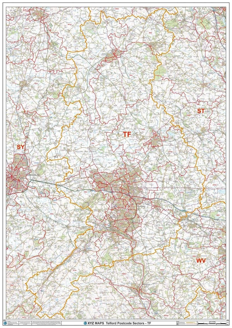 Telford - TF - Postcode Sector Wall Map