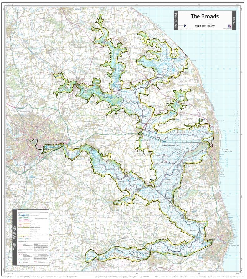 The Broads National Park - Wall Map - 2025
