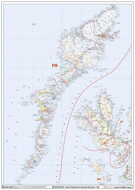 The Outer Hebrides - HS - Postcode Sector Wall Map