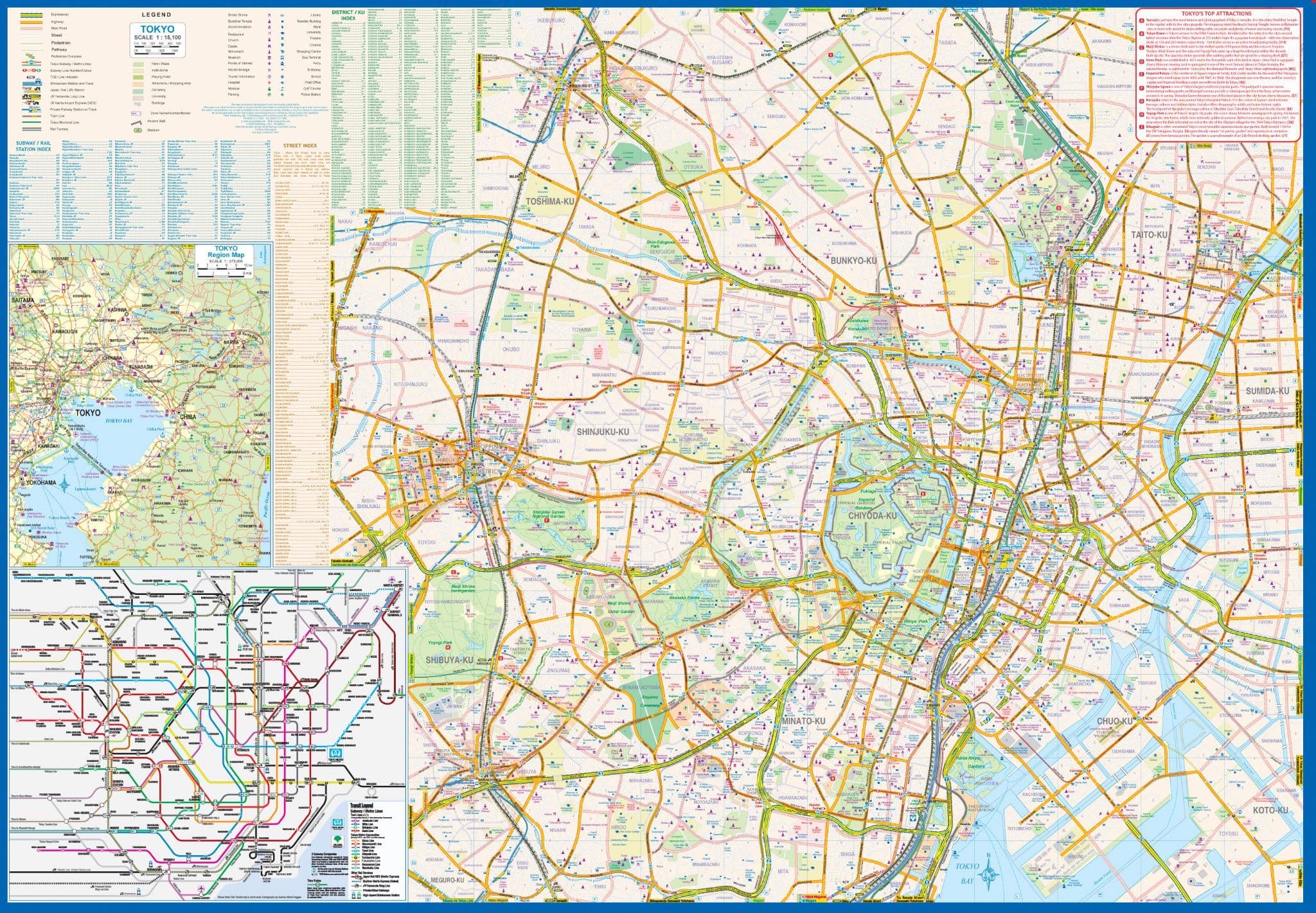 Tokyo City & Kanto / Chubu Regions Travel Map - ITM