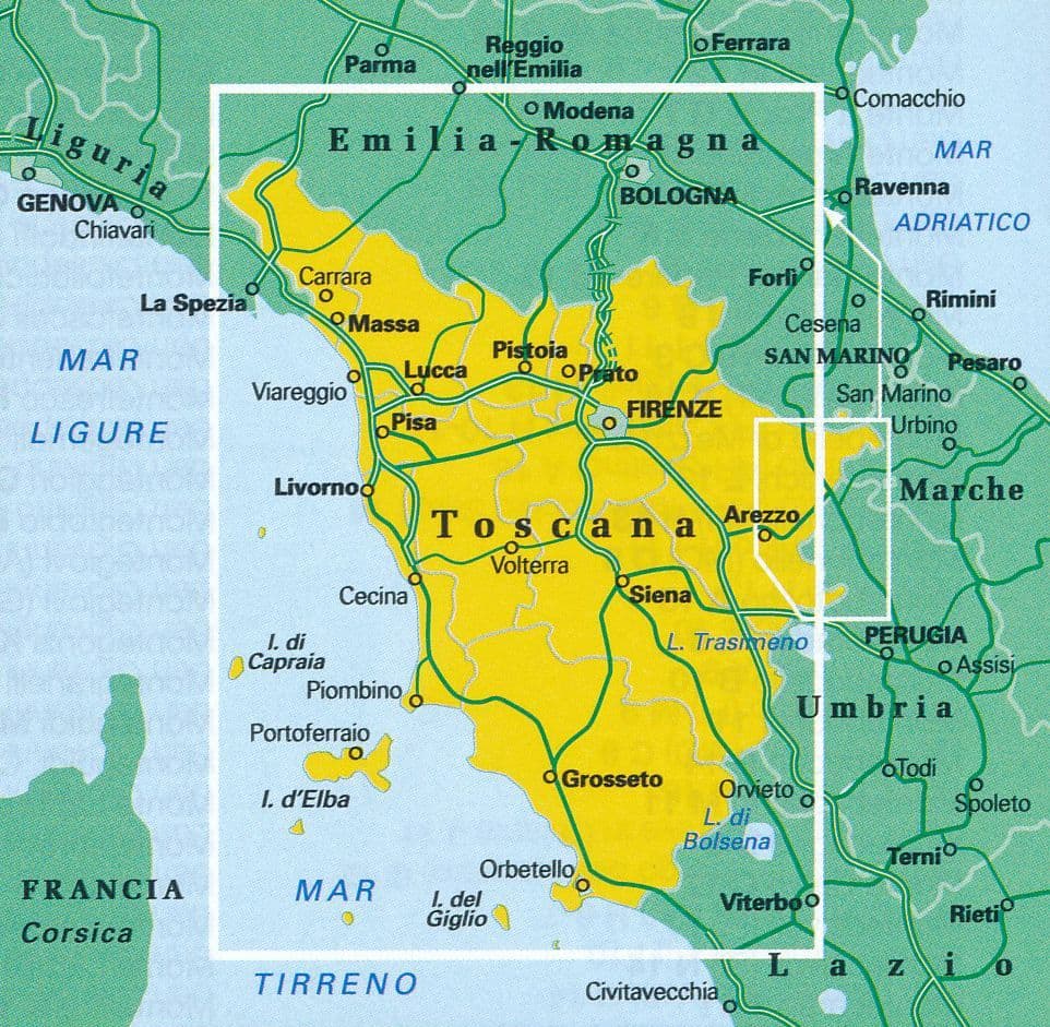 Tuscany Toscana - TCI Road Map
