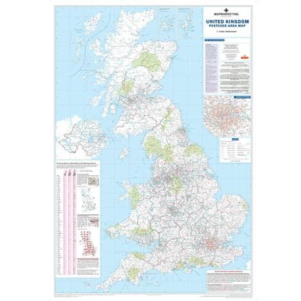 UK Postcode Area Map Standard Size (BIPAP, BIPA) - 83 x 120cm