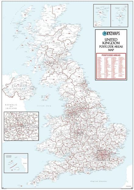 Postcode Area Map a single map showing the first 2 letters of a ...