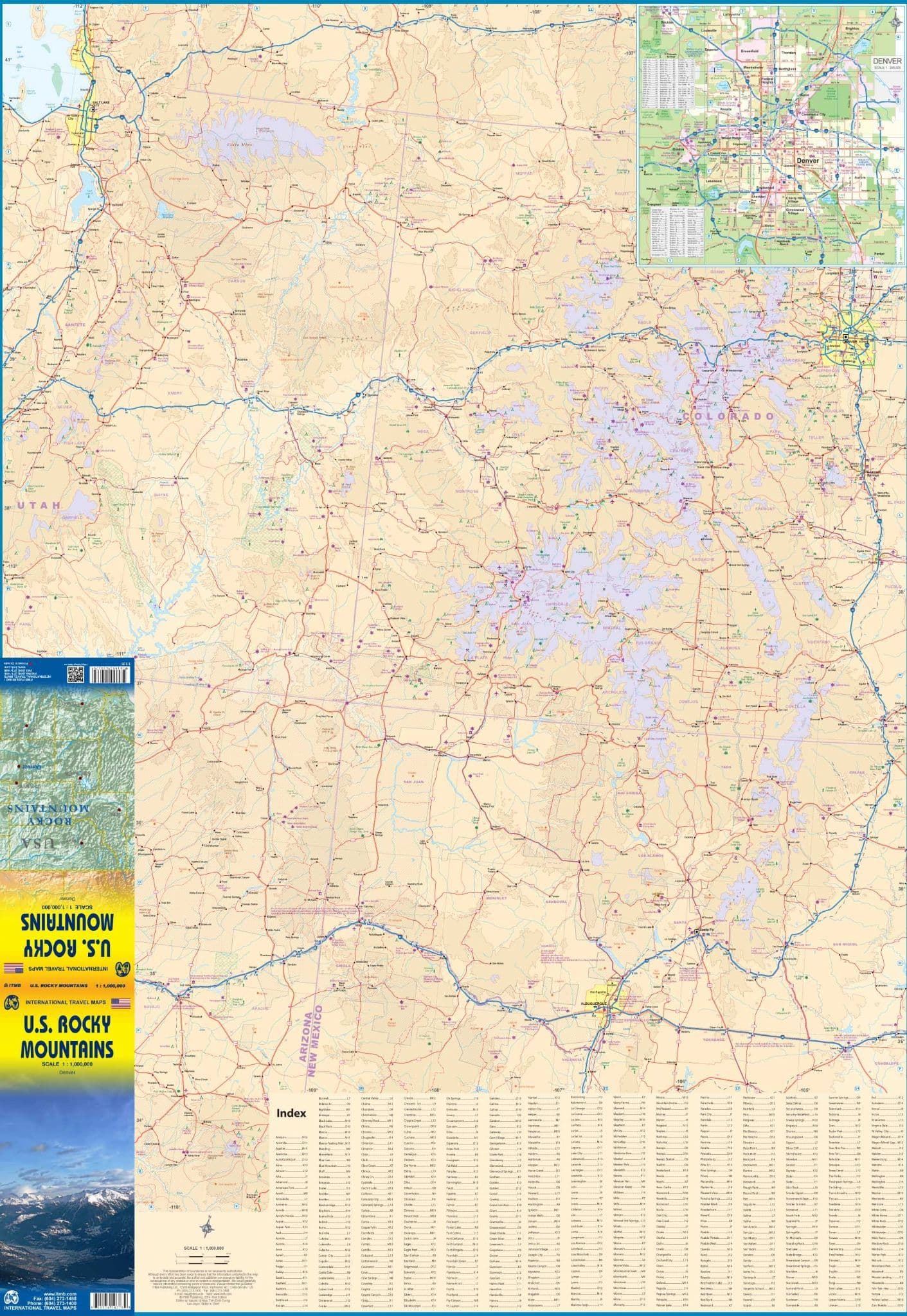 USA Rocky Mountains Travel Map - ITM