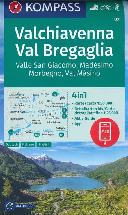 Valchiavenna - Val Bregaglia - Valle San Giacomo - Madesimo Kompass 92 - 1:50,000