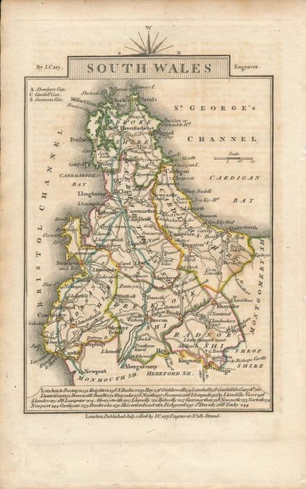 Wales, South 1806 - John Cary - Original Map