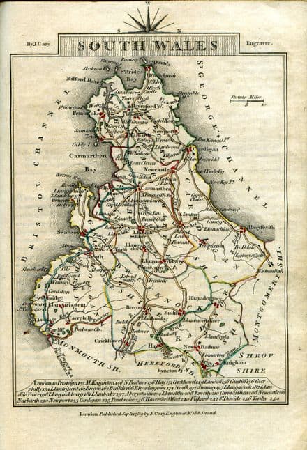 Wales - South County Map by John Cary 1790 - Reproduction (9)