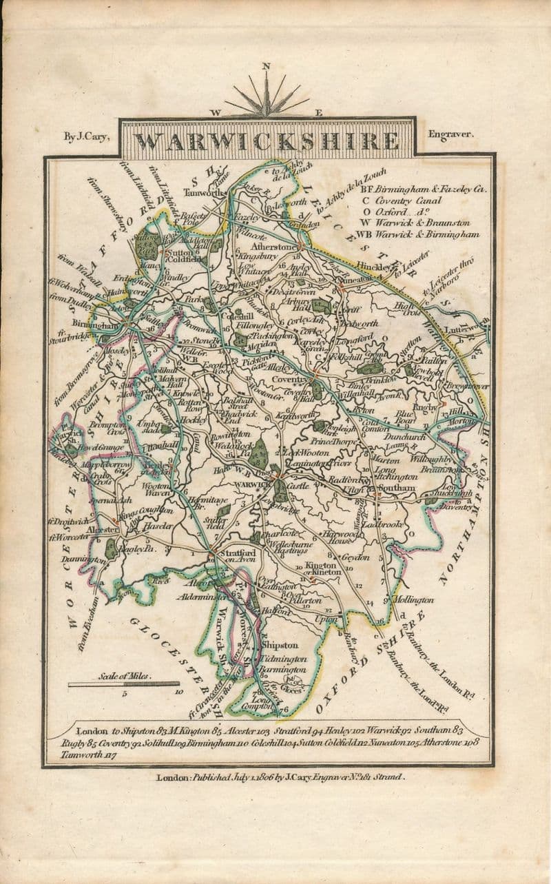 Warwickshire 1806 - John Cary - Original Map