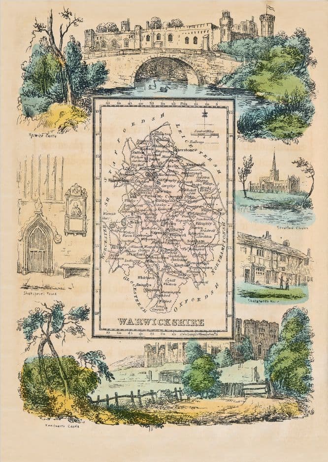 Warwickshire - by 'Reuben Ramble' - Reproduction County Map