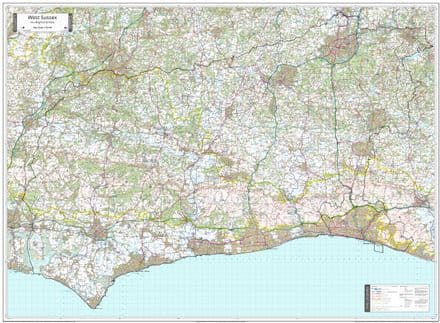West Sussex - Extra Large County Wall Map - 150 x 110cm