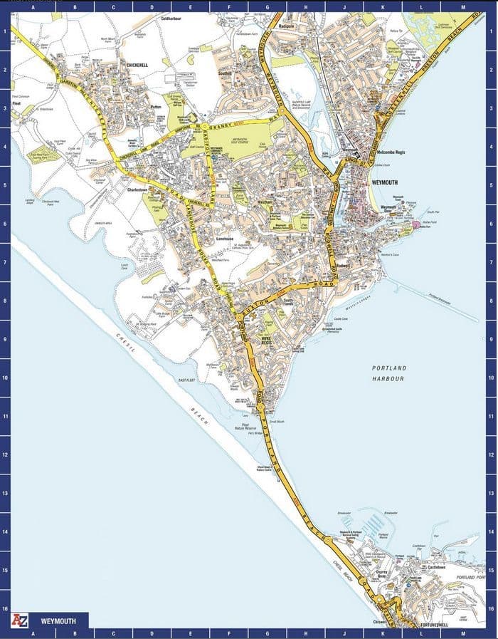 Weymouth City Centre A-Z Street Wall Map