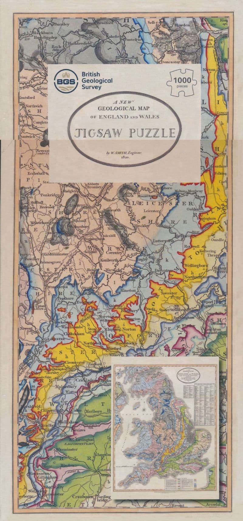 William Smith's Geological Map 1,000 Piece Jigsaw & Map