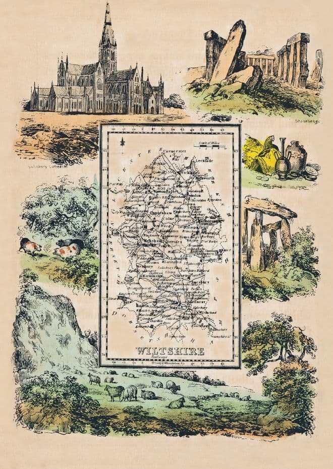Wiltshire - by 'Reuben Ramble' - Reproduction County Map