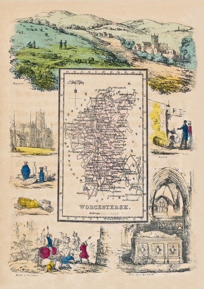 Worcestershire - by 'Reuben Ramble' - Reproduction County Map