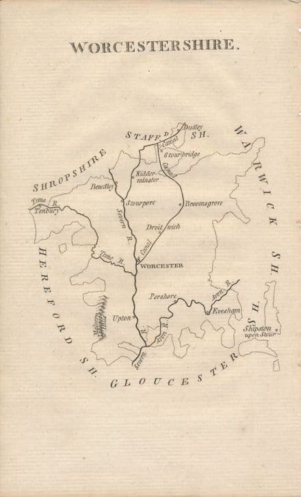 Worcestershire John Aiken circa 1795 - Original Map