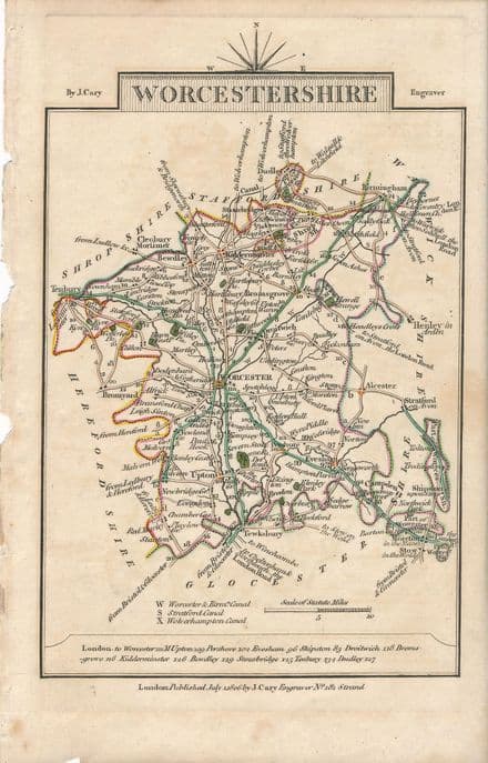 Worcestershire John Cary - Mini - 1806 - Original Map