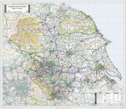 Yorkshire & the Humber - Region of England Wall Map