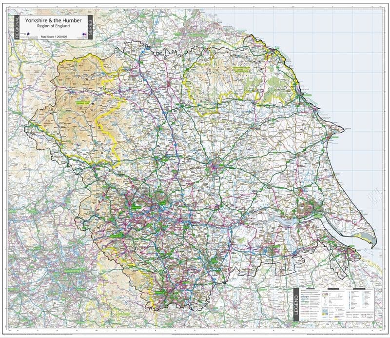 Yorkshire & the Humber - Region of England Wall Map