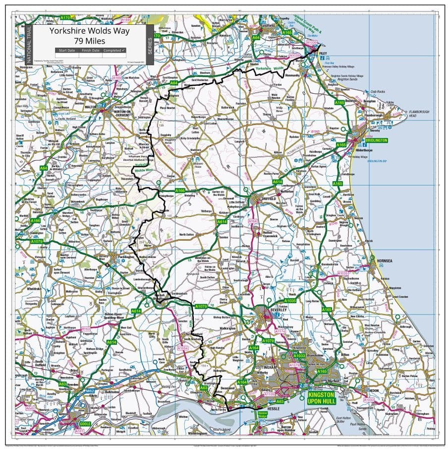 Yorkshire Wolds Way - Wall Map