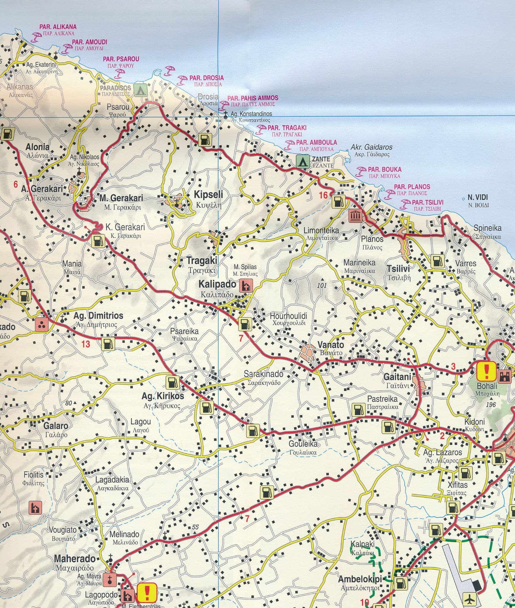 zante on map of greece