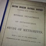 AN INTRODUCTION TO THE STUDY OF METEORITES (1904 EDITION) (SECOND HAND COPY)