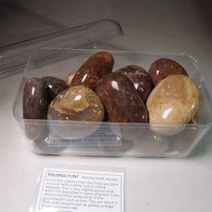 BOX OF HIGHLY POLISHED SUSSEX PEBBLES -  Beachy Head, Sussex