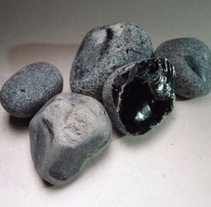 COLLECTION OF OBSIDIAN PEBBLES - Lipari, Aeolian Islands, Italy