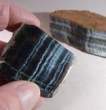 HAWK'S EYE QUARTZ (TWO SPECIMENS - NATURAL AND POLISHED) - South Africa