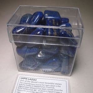 LAPIS LAZULI (Box of over 30 polished stones) - Afghanistan